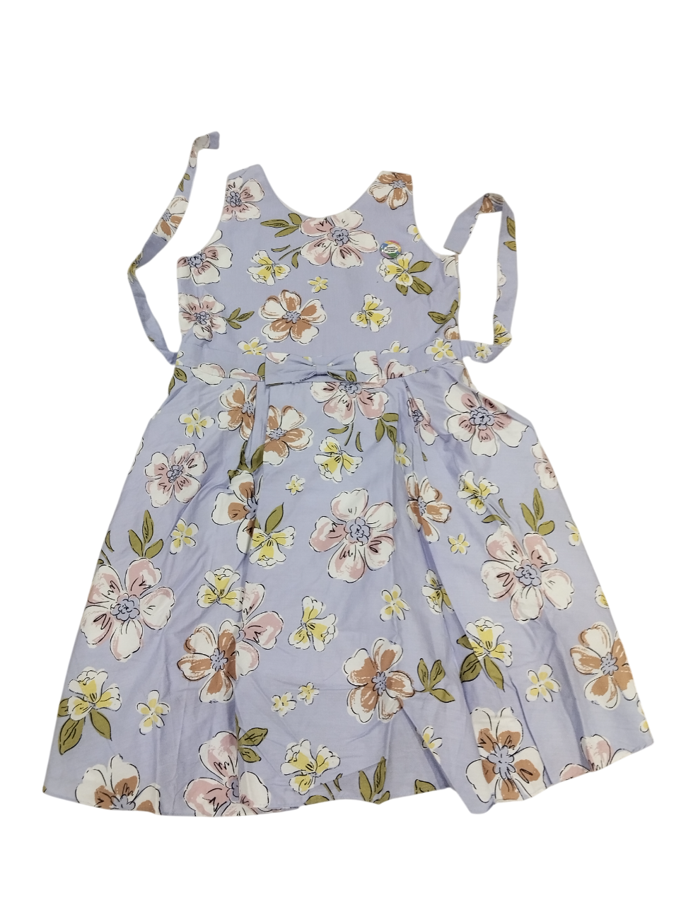 Lavender Floral A-Line Dress with Waist Tie D.20.1350E D.7888 Lavender Floral A-Line Dress with Waist Tie D.20.1350E D.7888