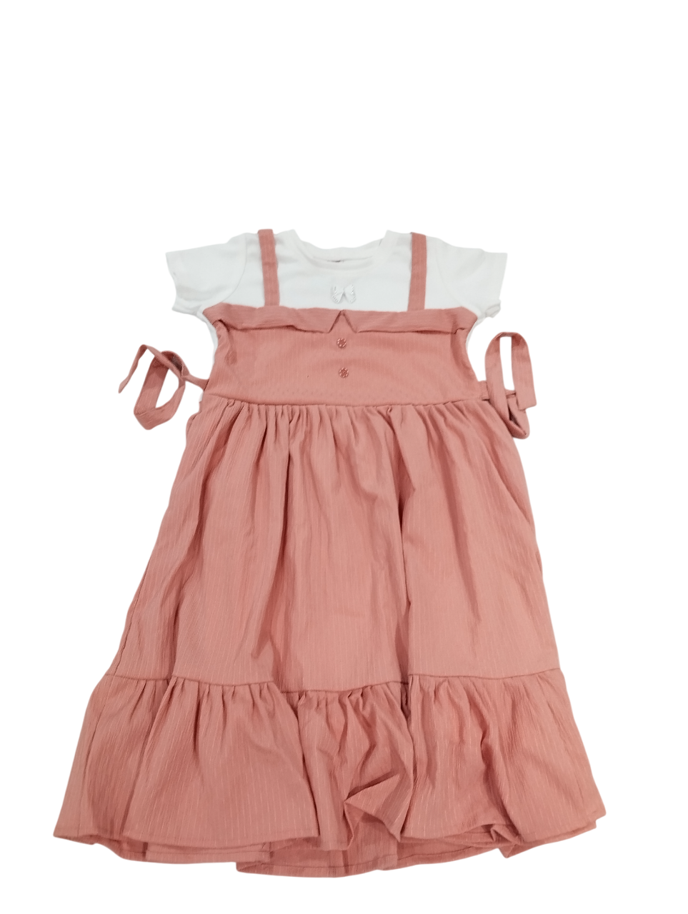 Dusty Rose Pinafore Style Frock with White Tee Combo D.15.1339A B.0973 Dusty Rose Pinafore Style Frock with White Tee Combo D.15.1339A B.0973