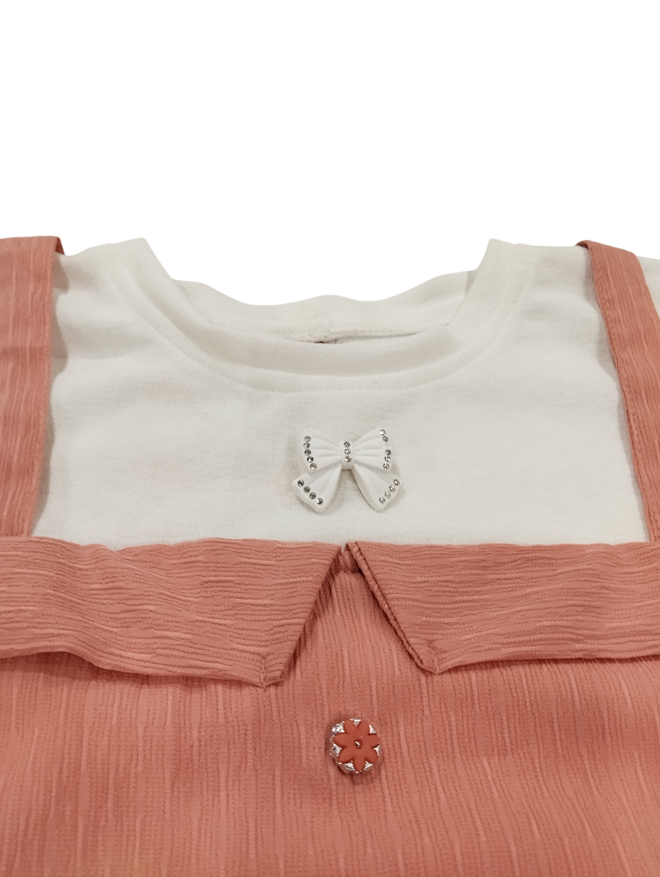 Dusty Rose Pinafore Style Frock with White Tee Combo D.15.1339A B.0973 Dusty Rose Pinafore Style Frock with White Tee Combo D.15.1339A B.0973