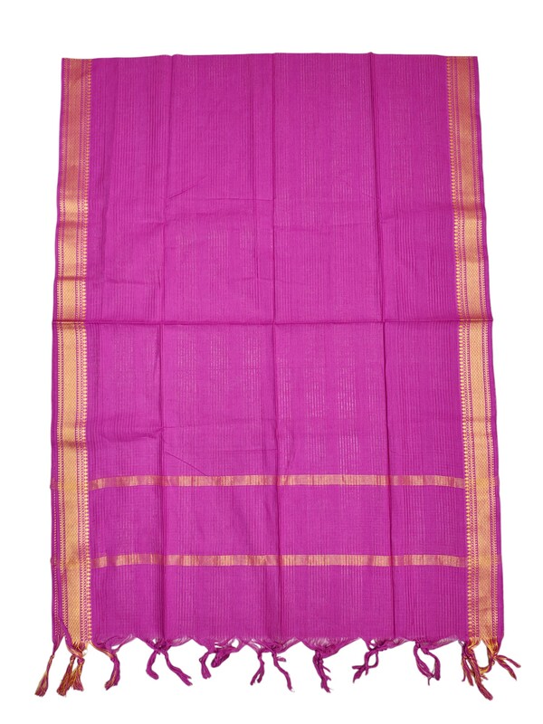 Green & Pink Mangalagiri Cotton Unstitched Salwar Suit Set with Dupatta for Women