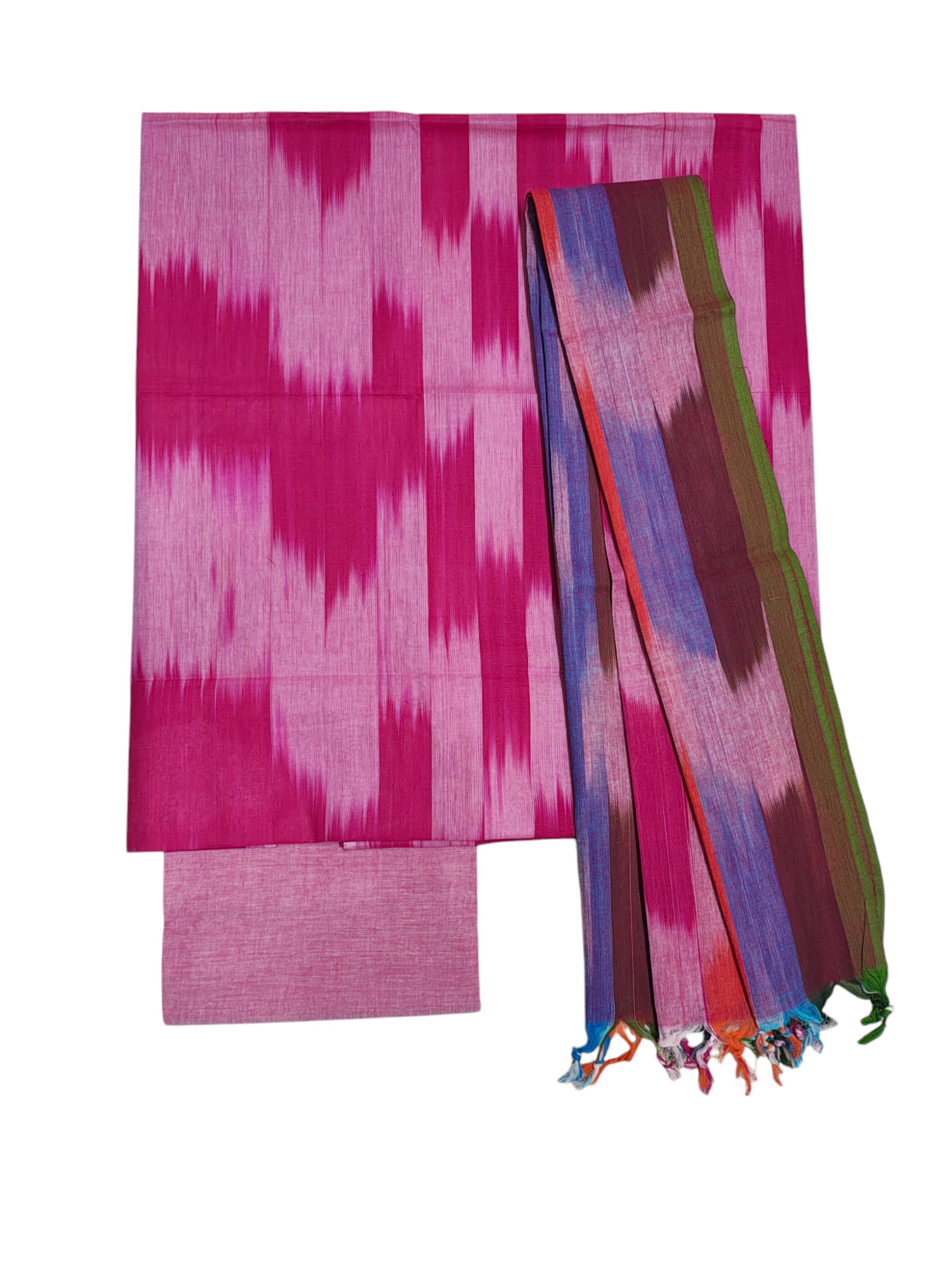 Pink Pochampally Ikkat Cotton Dress Material for women
