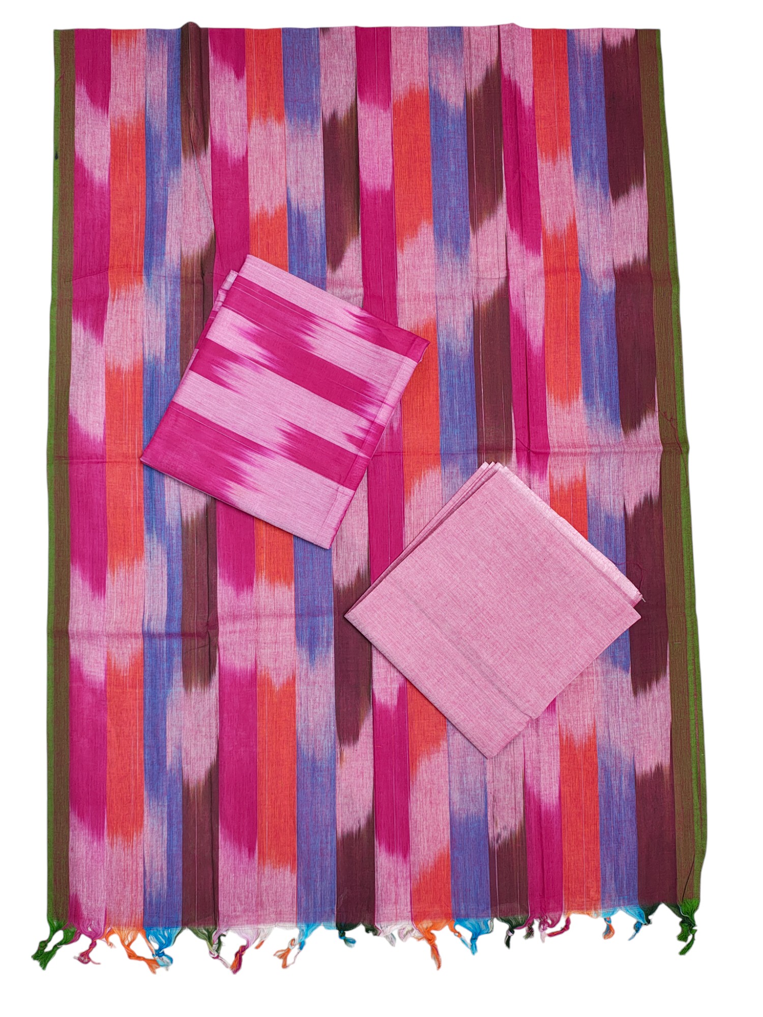 Pink Pochampally Ikkat Cotton Dress Material for women