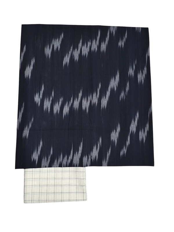 Black& White Ikkat Pure Cotton Dress Material