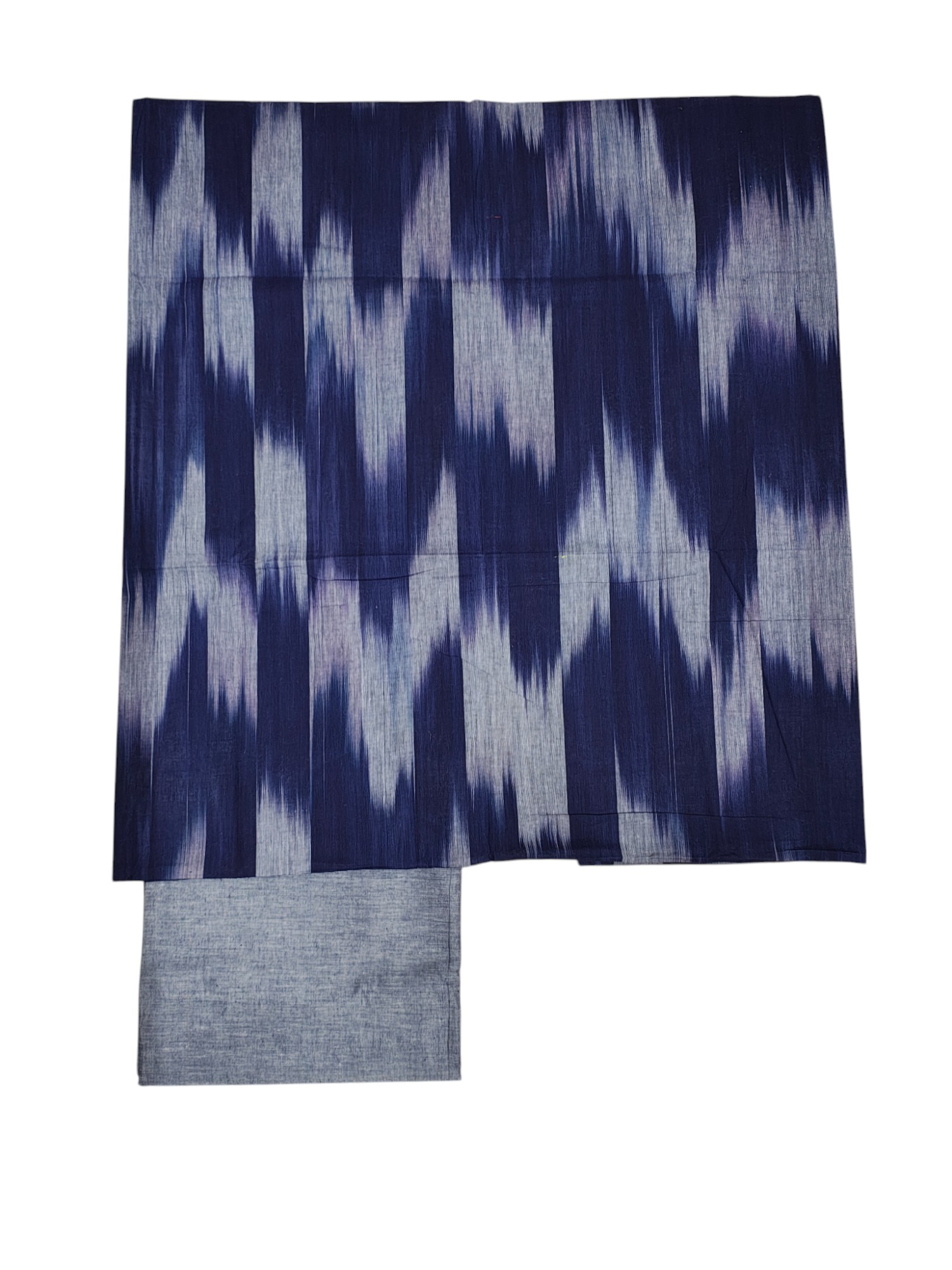 NavyBlue Ikkat Cotton Unstitched Salwar Suit Dress Material with Dupatta