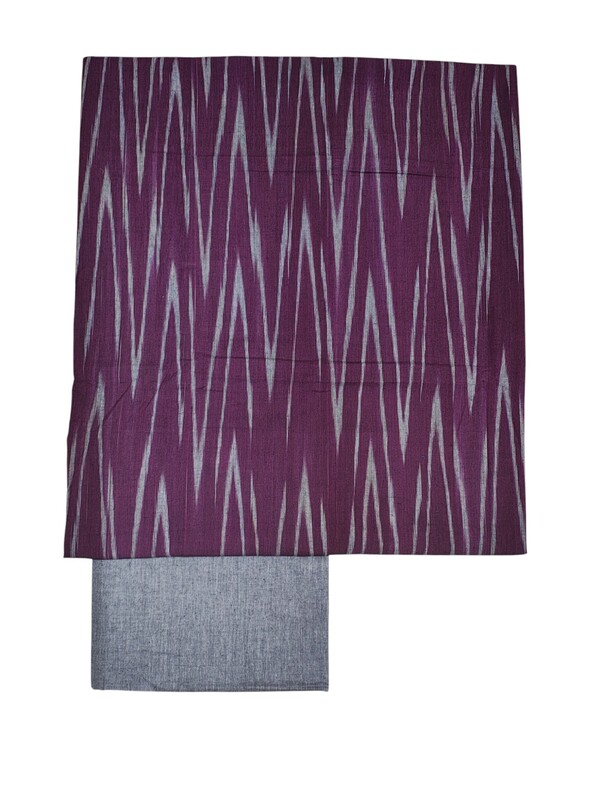 Wine Ikkat Unstitched Salwar Suit Dress Material with Dupatta