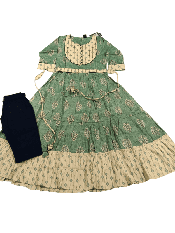 Designer Flared Printed Kurti Set with Belt D.7.3838 Designer Flared Printed Kurti Set with Belt D.7.3838