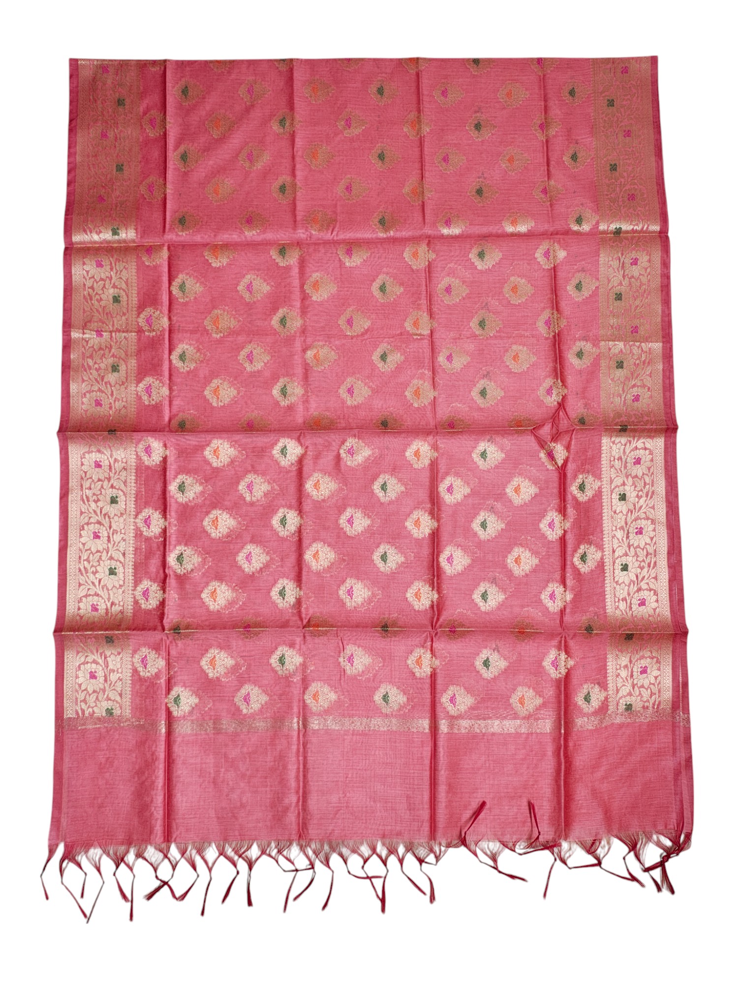 Pink Unstitched Banarasi Cotton Silk Salwar Suit Set with Dupatta for Women