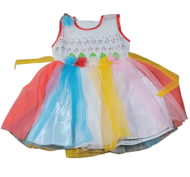 Multicolor Floral Net Frock Dress for Baby Girls – Party Wear D.3/6