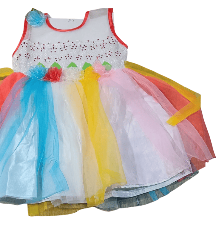 Multicolor Floral Net Frock Dress for Baby Girls – Party Wear D.3/6 Multicolor Floral Net Frock Dress for Baby Girls – Party Wear D.3/6