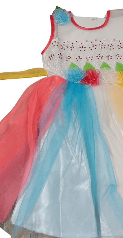 Multicolor Floral Net Frock Dress for Baby Girls – Party Wear D.3/6