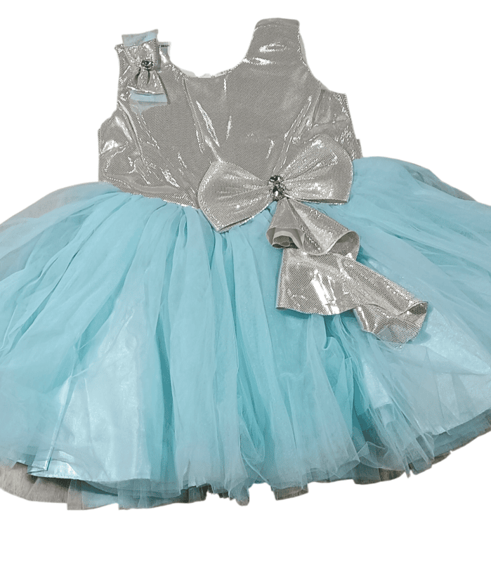 Elegant Ice Blue & Silver Party Dress for Baby Girls D.18/9 Elegant Ice Blue & Silver Party Dress for Baby Girls D.18/9