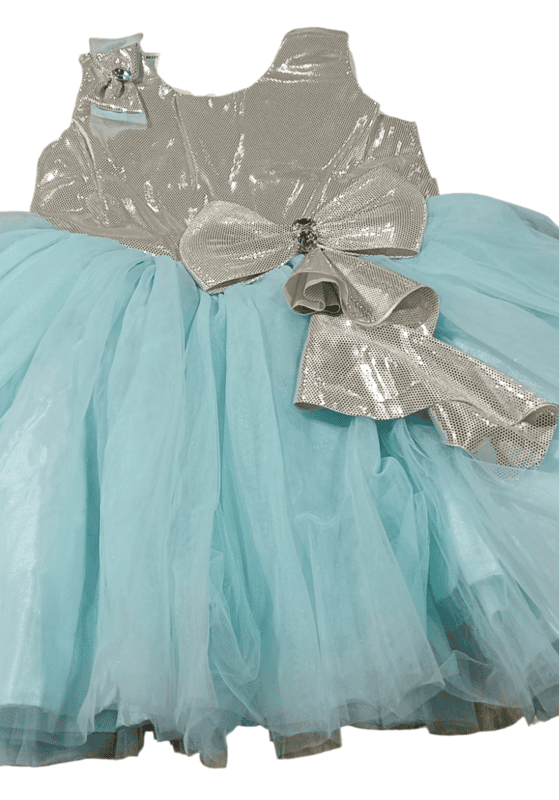 Elegant Ice Blue & Silver Party Dress for Baby Girls D.18/9 Elegant Ice Blue & Silver Party Dress for Baby Girls D.18/9