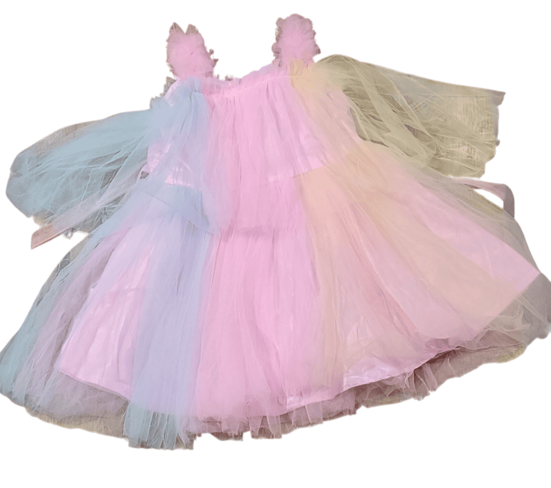 Pastel Rainbow Layered Tulle Frock for Baby Girls D.8/4 Pastel Rainbow Layered Tulle Frock for Baby Girls D.8/4