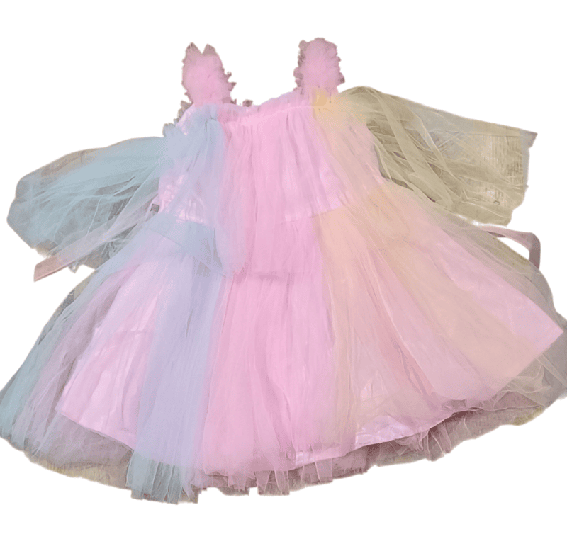 Pastel Rainbow Layered Tulle Frock for Baby Girls D.8/4 Pastel Rainbow Layered Tulle Frock for Baby Girls D.8/4