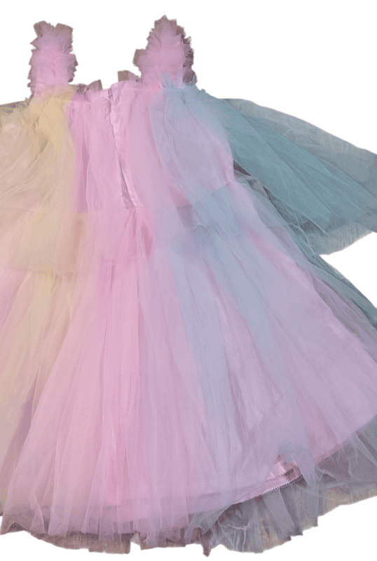 Pastel Rainbow Layered Tulle Frock for Baby Girls D.8/4 Pastel Rainbow Layered Tulle Frock for Baby Girls D.8/4