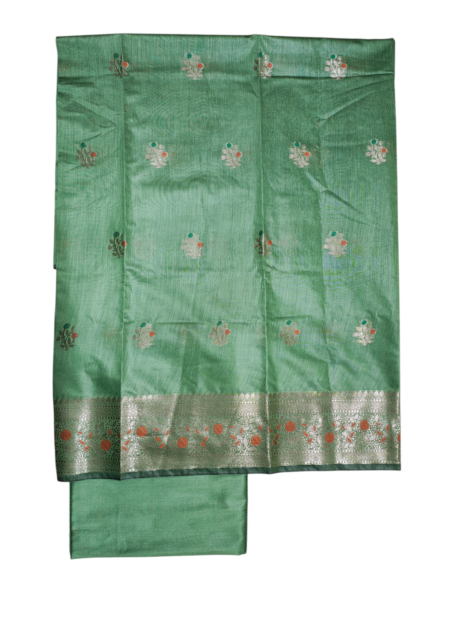 Green Banarasi Dress Material for Women