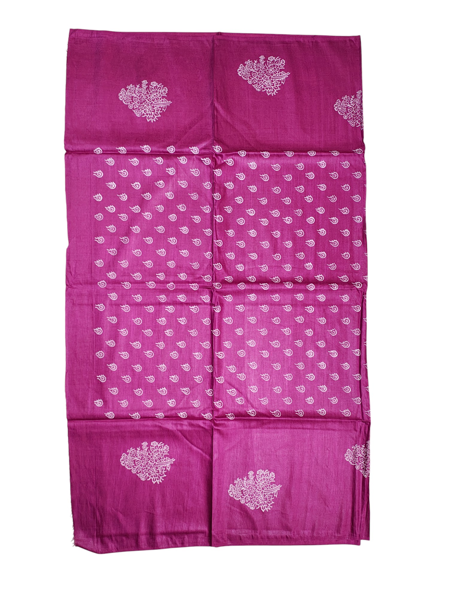 Batik Print Dark Pink Unstitched Katan Silk Salwar Suit Dress Material with Dupatta