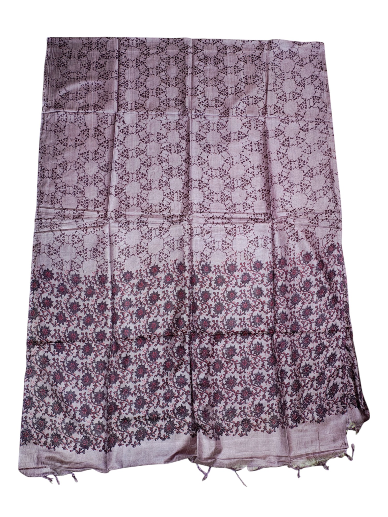 Dark Plum Ajrakh Block Print Silk Salwar Suit Set for Women