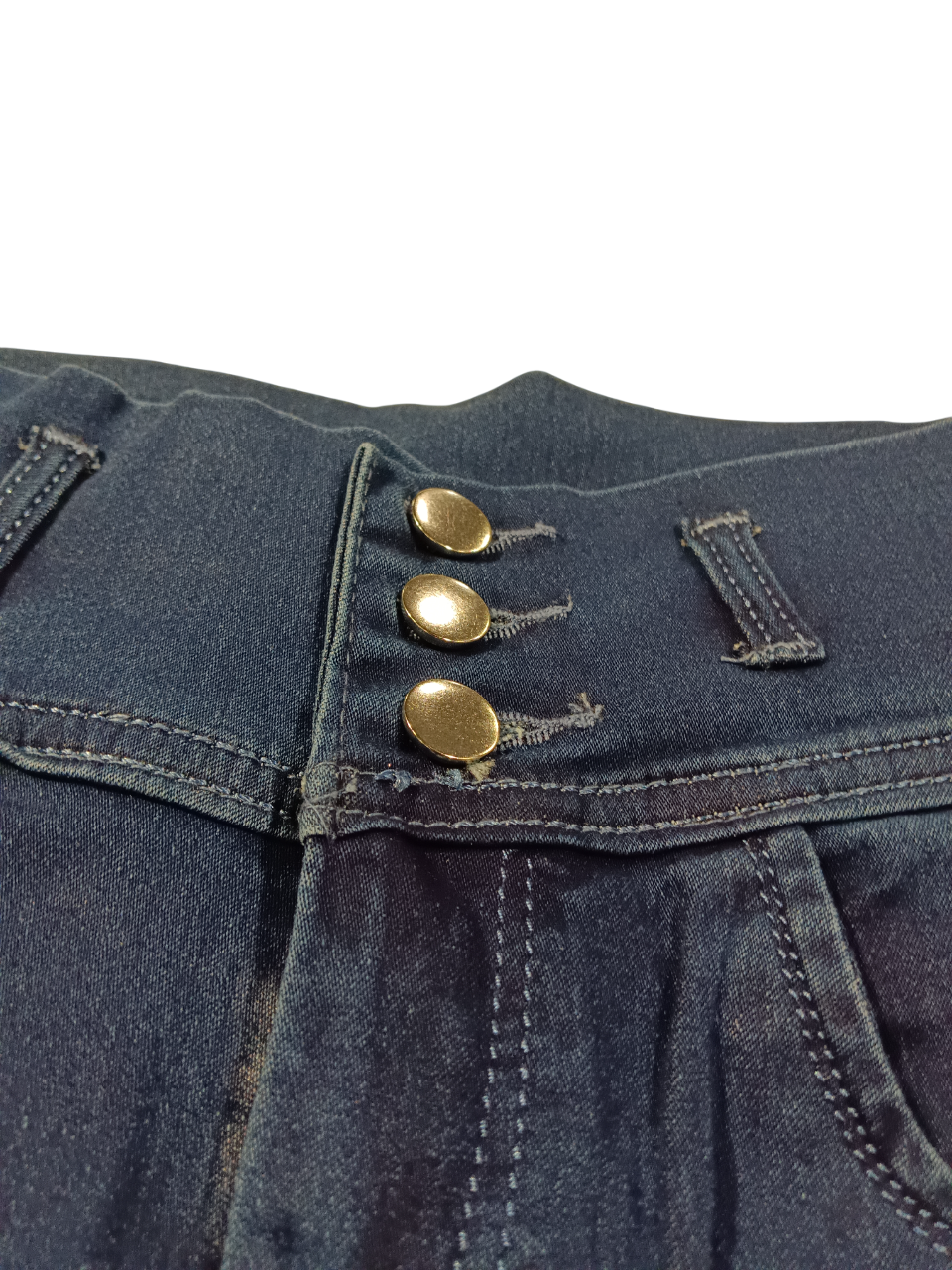 Womenβs High-Waist Triple Button Skinny Jeans β Dark Blue D.403 Womenβs High-Waist Triple Button Skinny Jeans β Dark Blue D.403