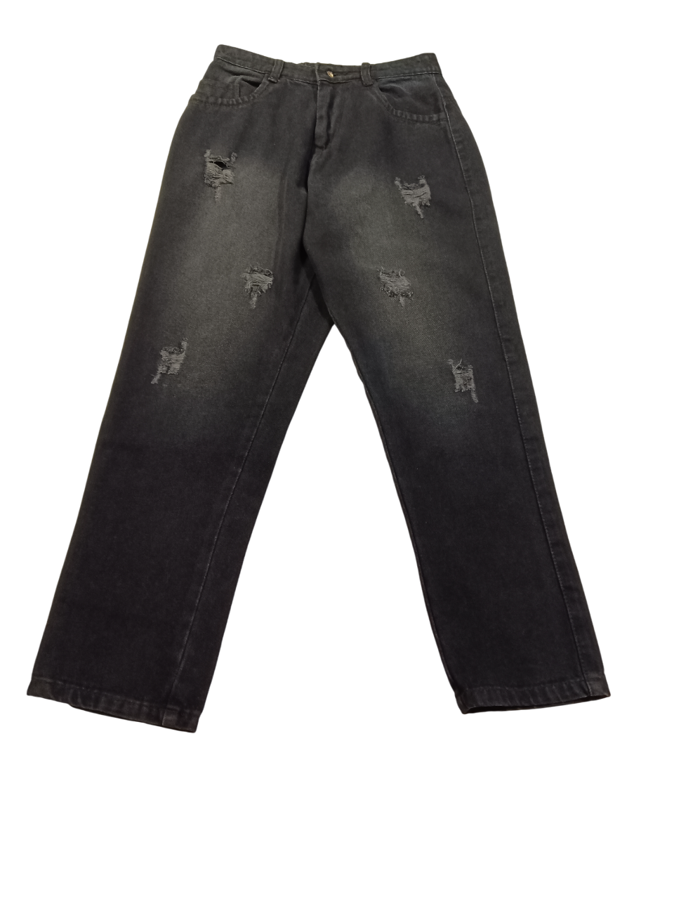 Girls’ Ripped Look Straight Fit Denim Jeans – Available in Black & Blue D.10/10