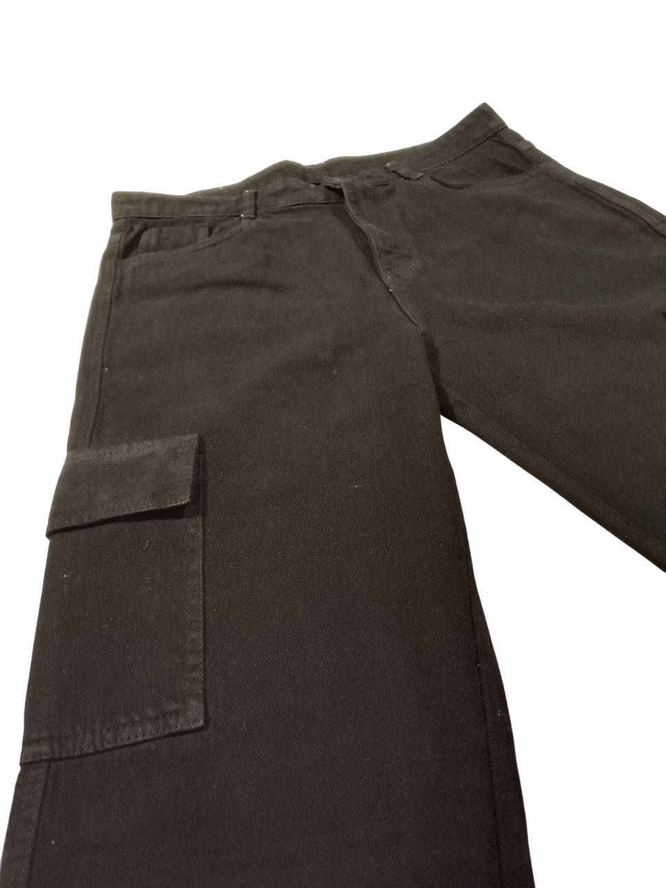 Girls’ Solid Cargo Fit Denim Pants – Available in Grey, Black & Brown D.901