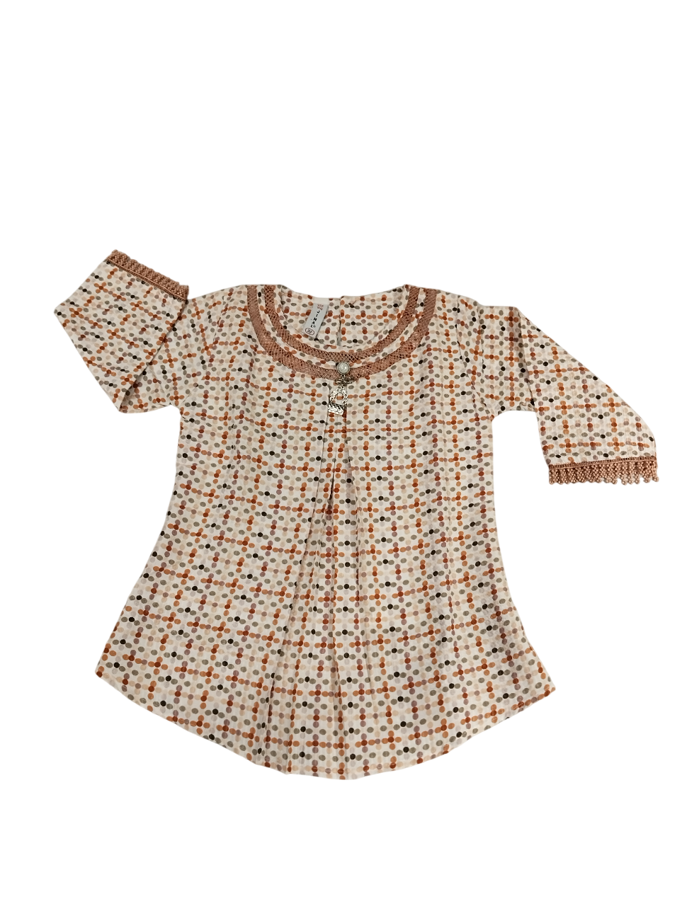 Girls’ Printed A-Line Kurti Top with Decorative Pendant D.24.5947 Girls’ Printed A-Line Kurti Top with Decorative Pendant D.24.5947