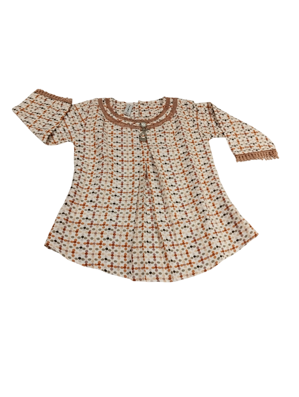 Girls’ Printed A-Line Kurti Top with Decorative Pendant D.24.5947