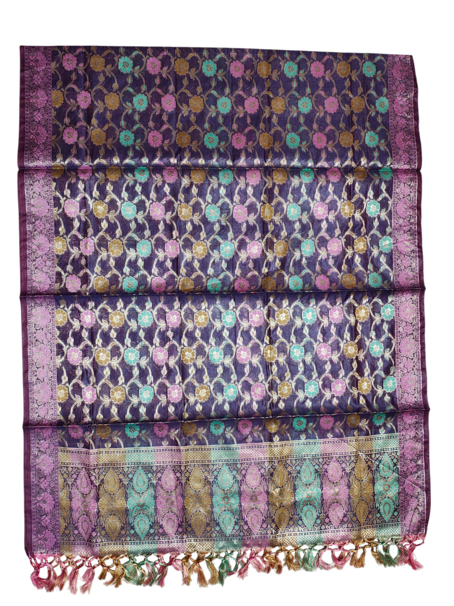 Lavender Banarasi Silk Meenakari Dress Materials for Women