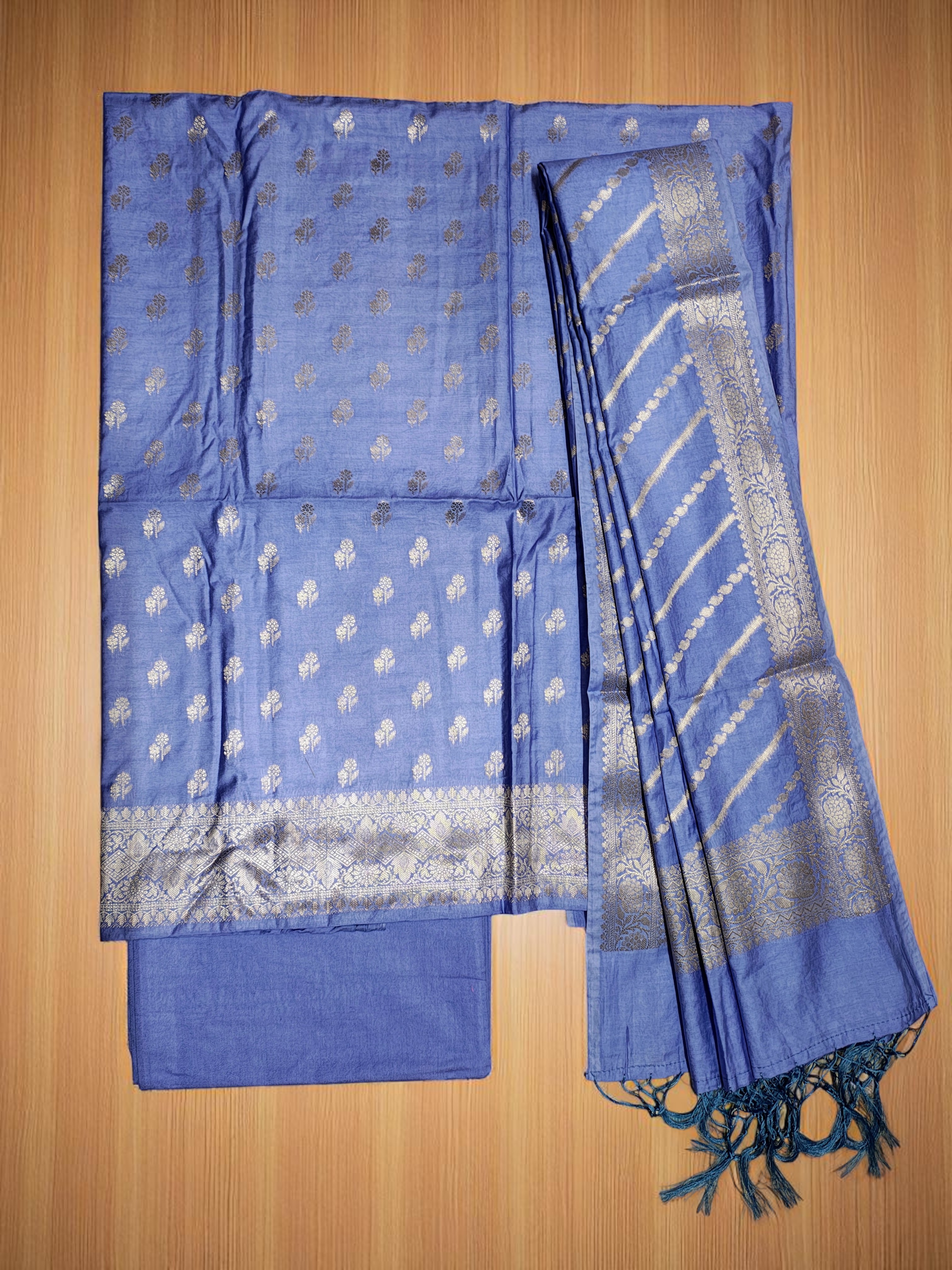 Baby Blue Banarasi Silk Dress Material for Women