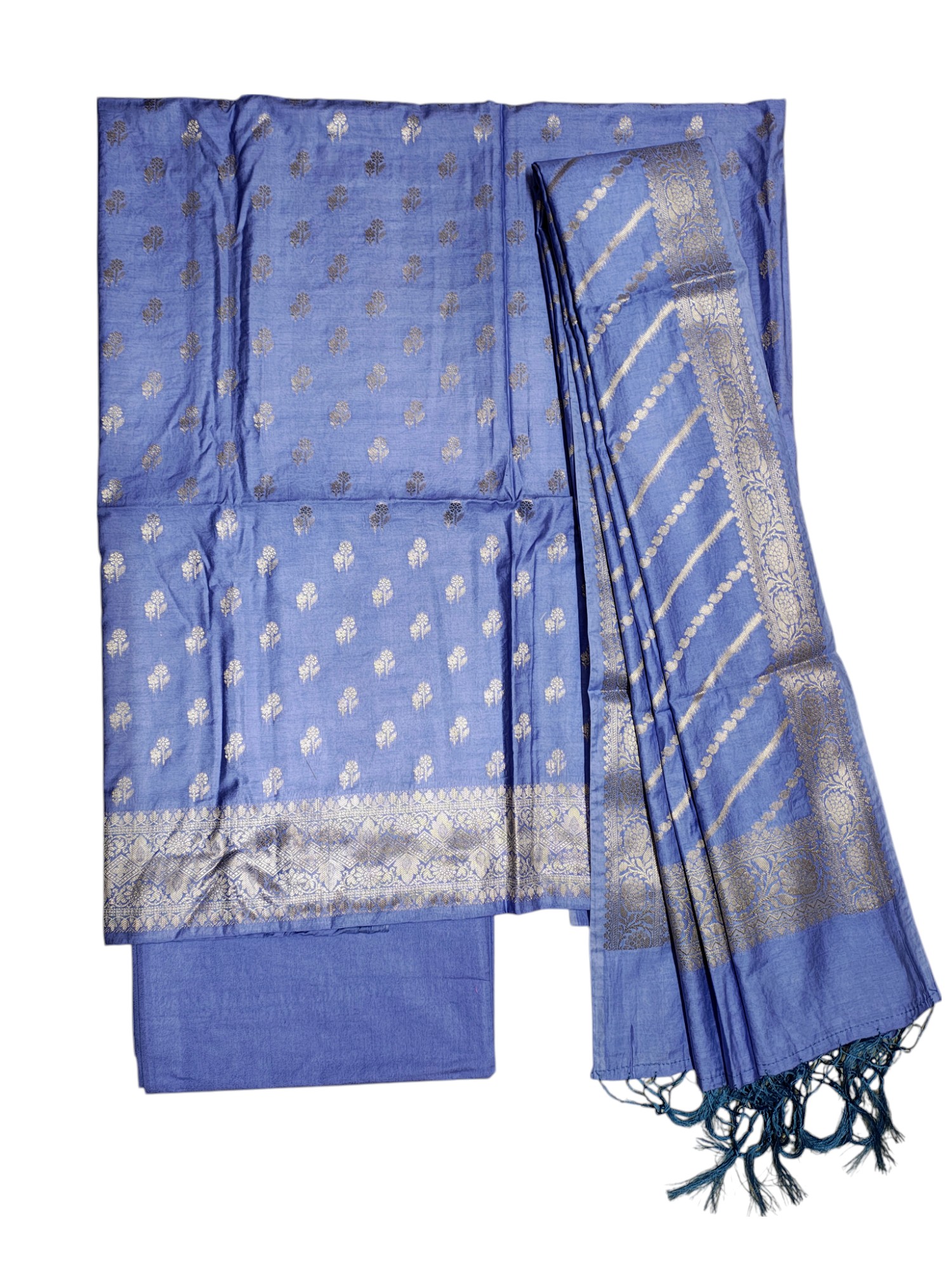 Baby Blue Banarasi Silk Dress Material for Women