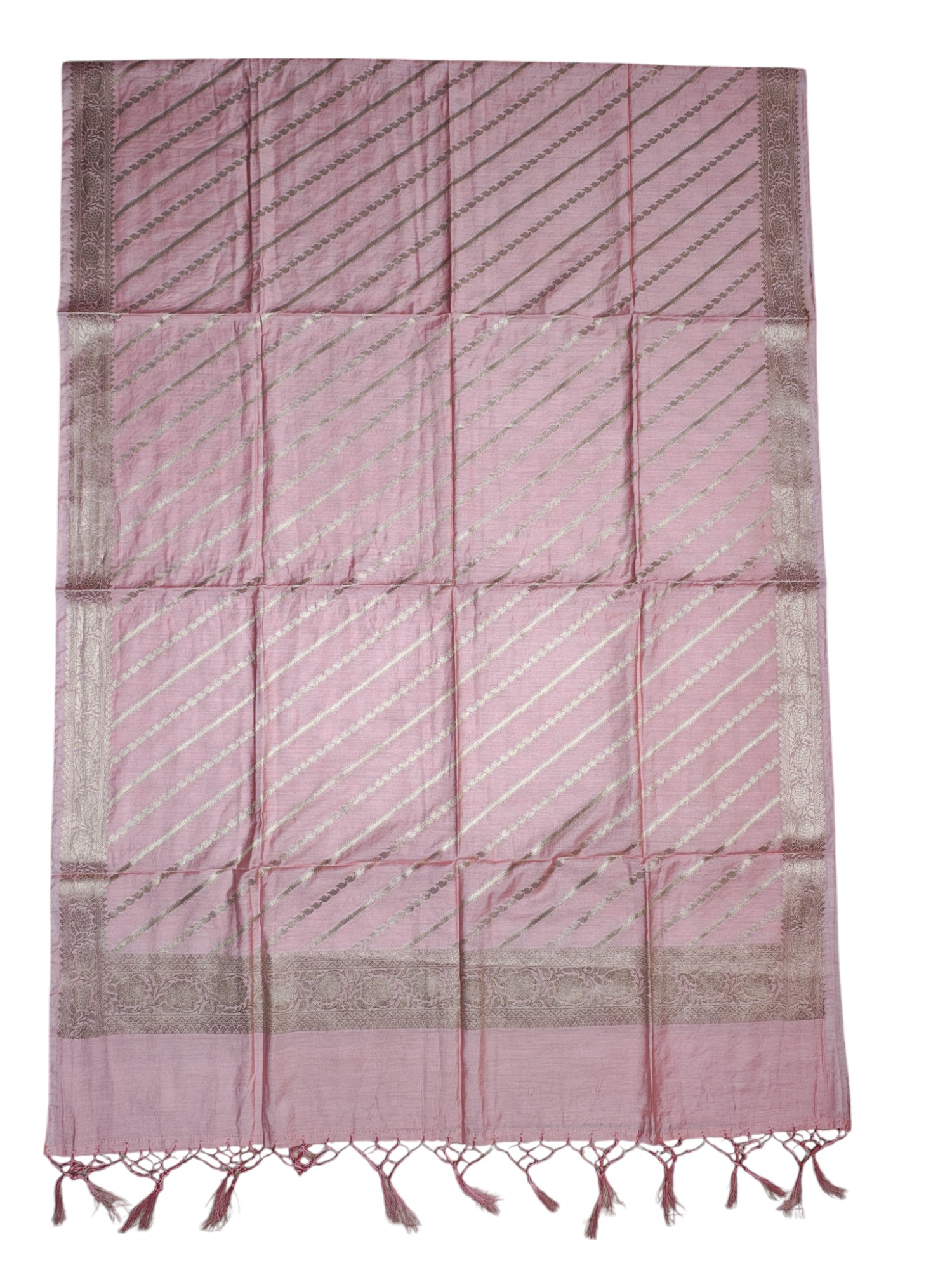 Baby Pink Banarasi Silk Unstitched Suit Set with dupatta for Women