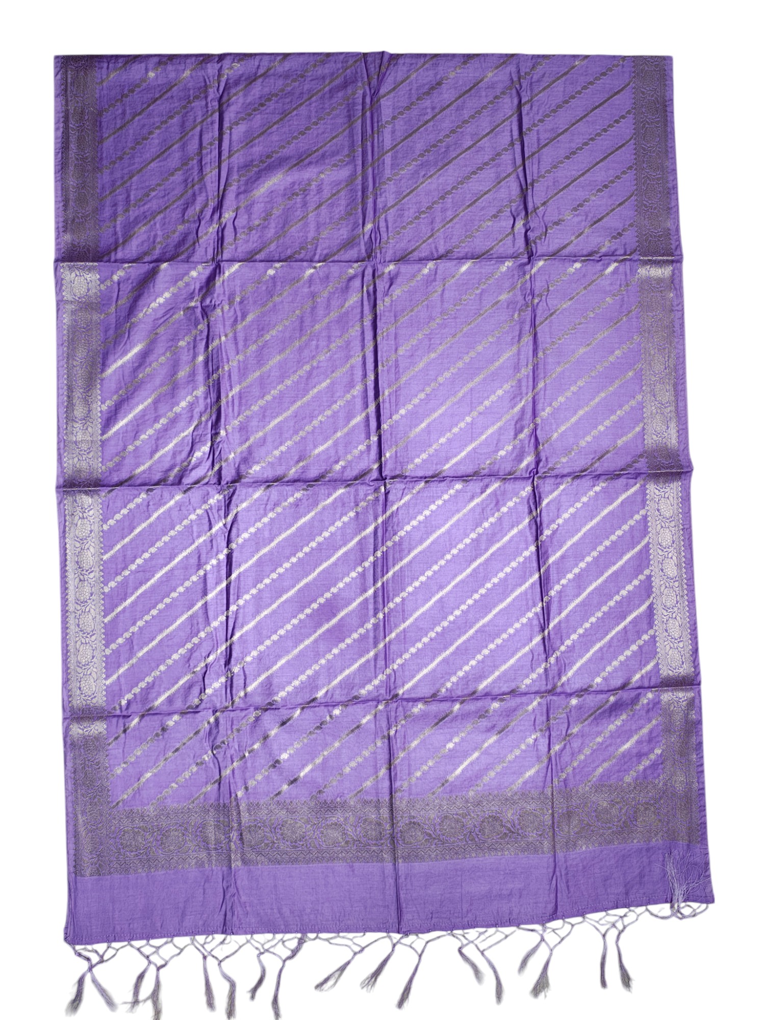 Lavender Banarasi Silk Unstitched Suit Set with dupatta for Women
