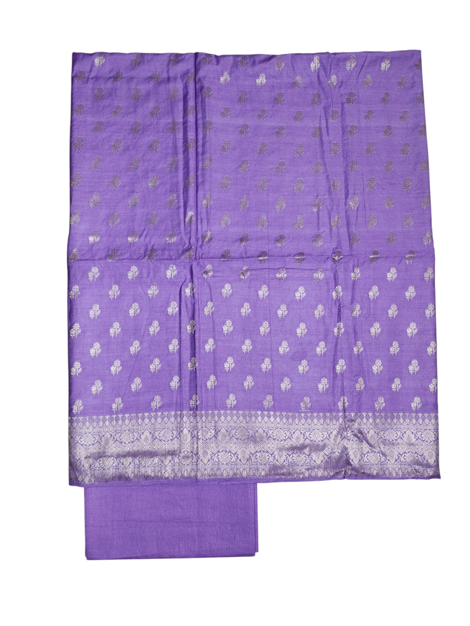 Lavender Banarasi Silk Unstitched Suit Set with dupatta for Women