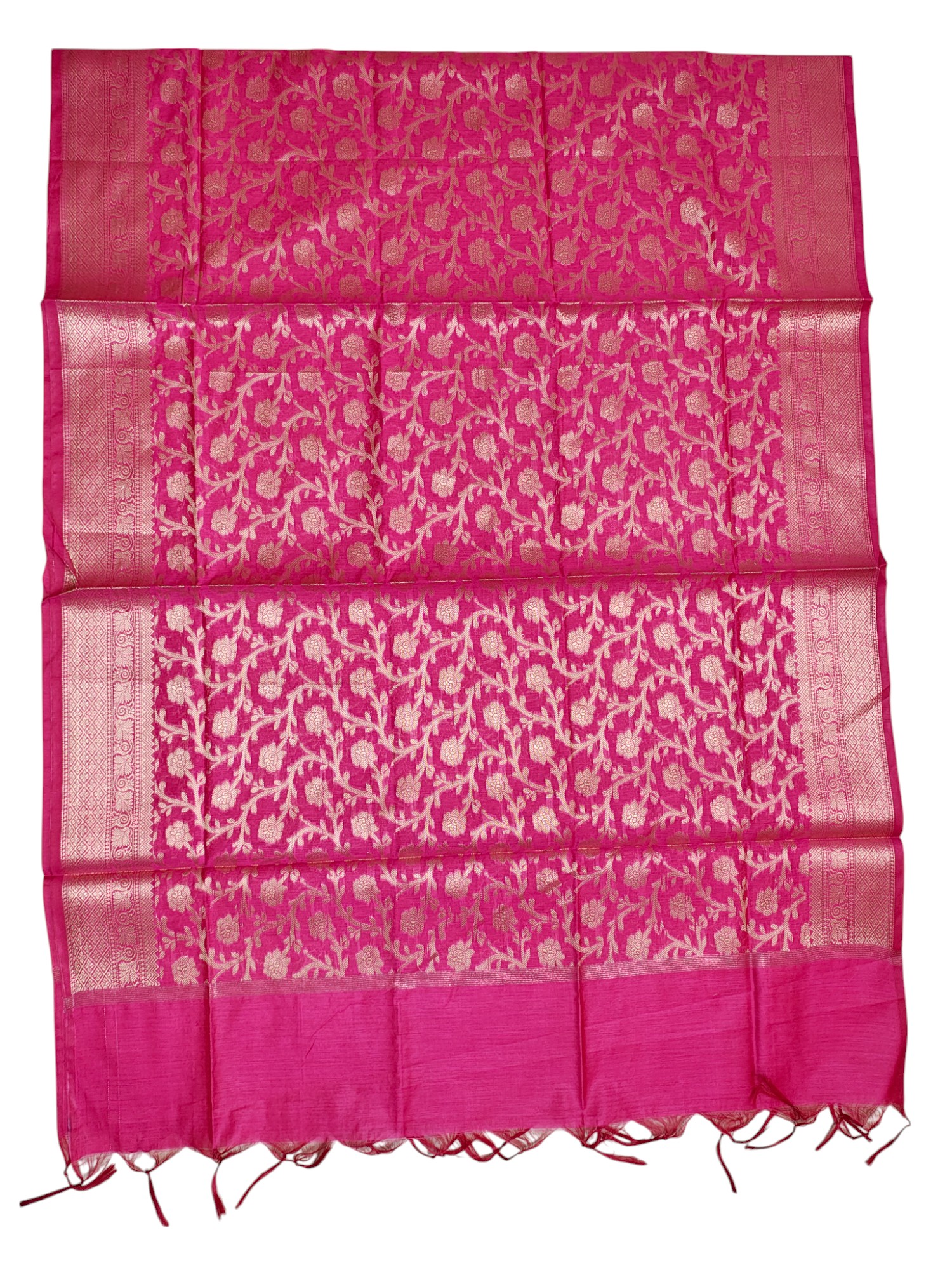Dark Pink Banarasi Silk Unstitched Suit Set with dupatta for Women