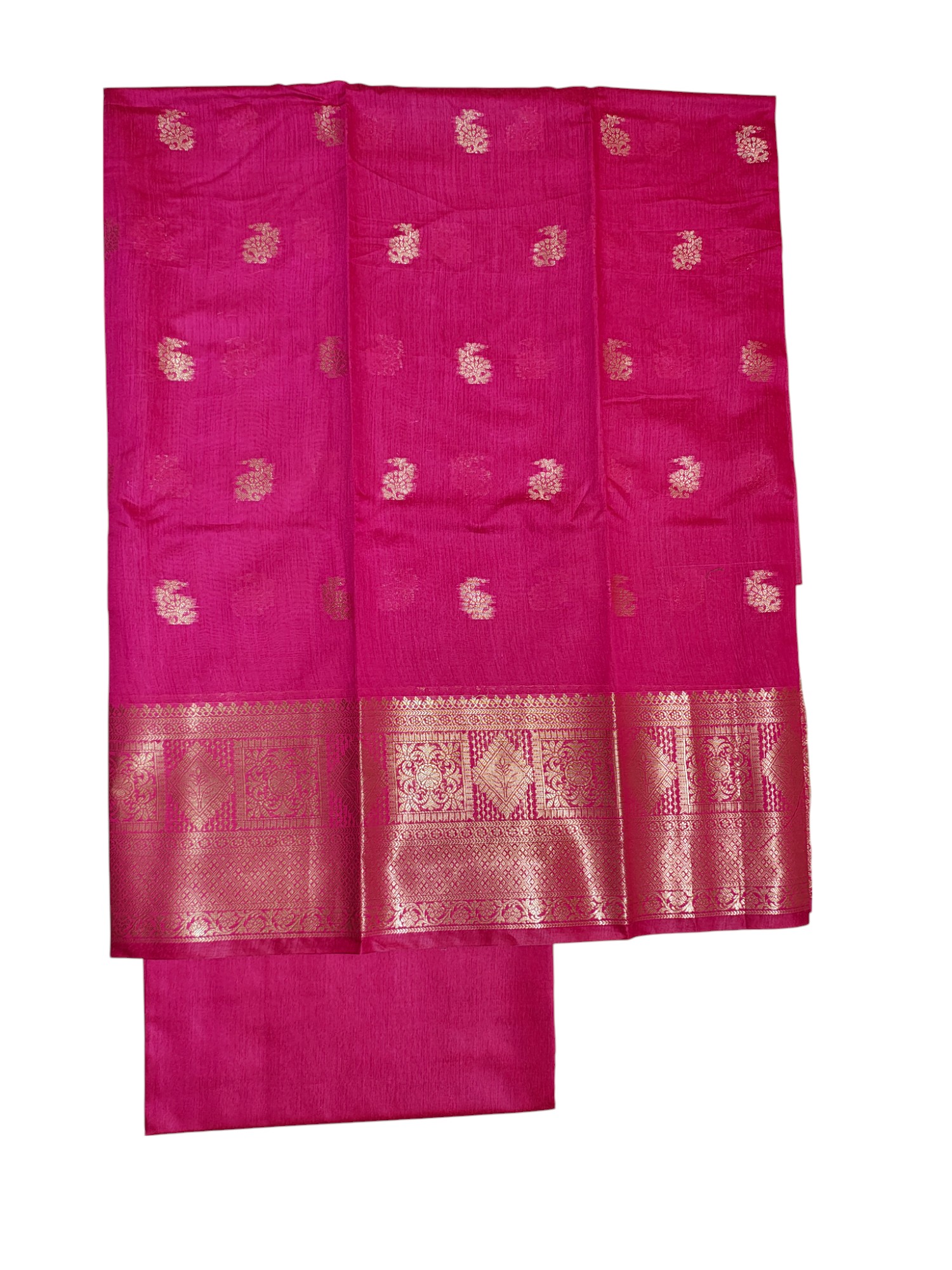 Dark Pink Banarasi Silk Unstitched Suit Set with dupatta for Women