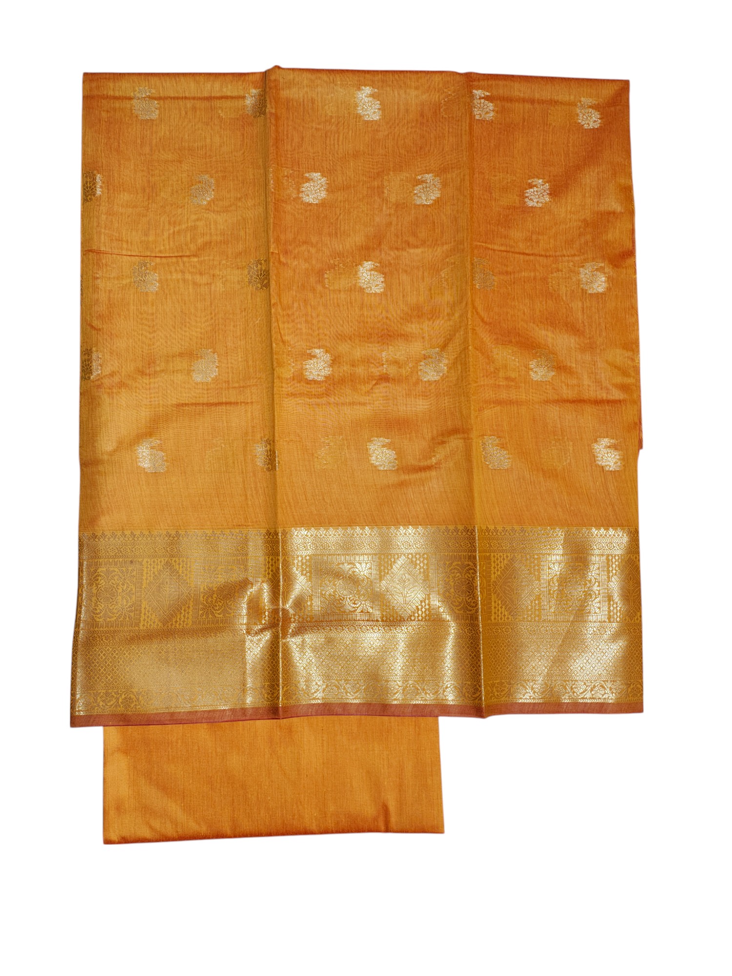 Mustard Unstitched Banarasi Cotton Silk Salwar Suit Dress Material for Women