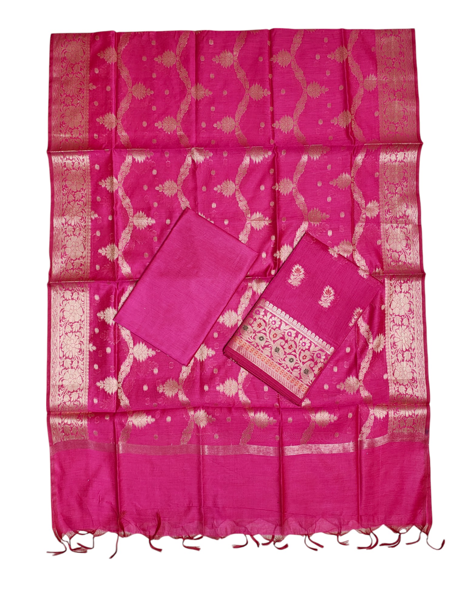 Magenta Banarasi Silk Dress Materials for Women