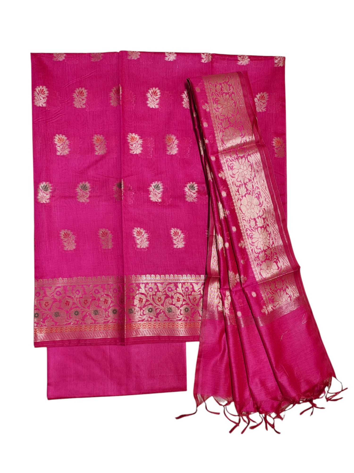Magenta Banarasi Silk Dress Materials for Women