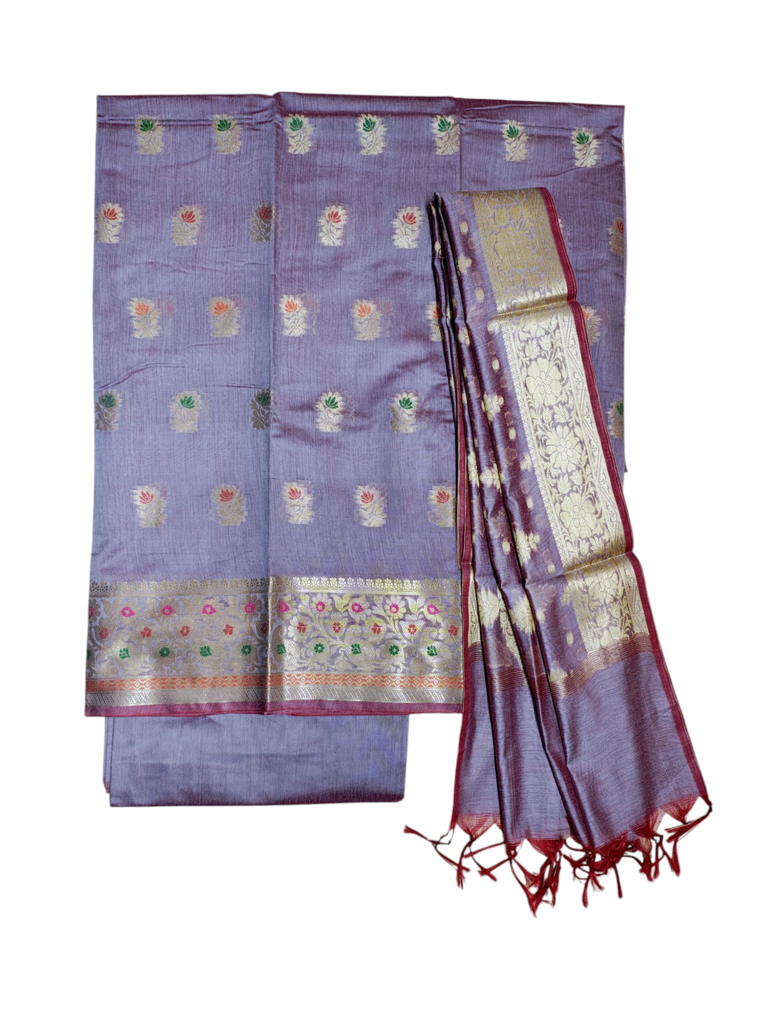 Lavender Banarasi Silk Dress Materials for Women
