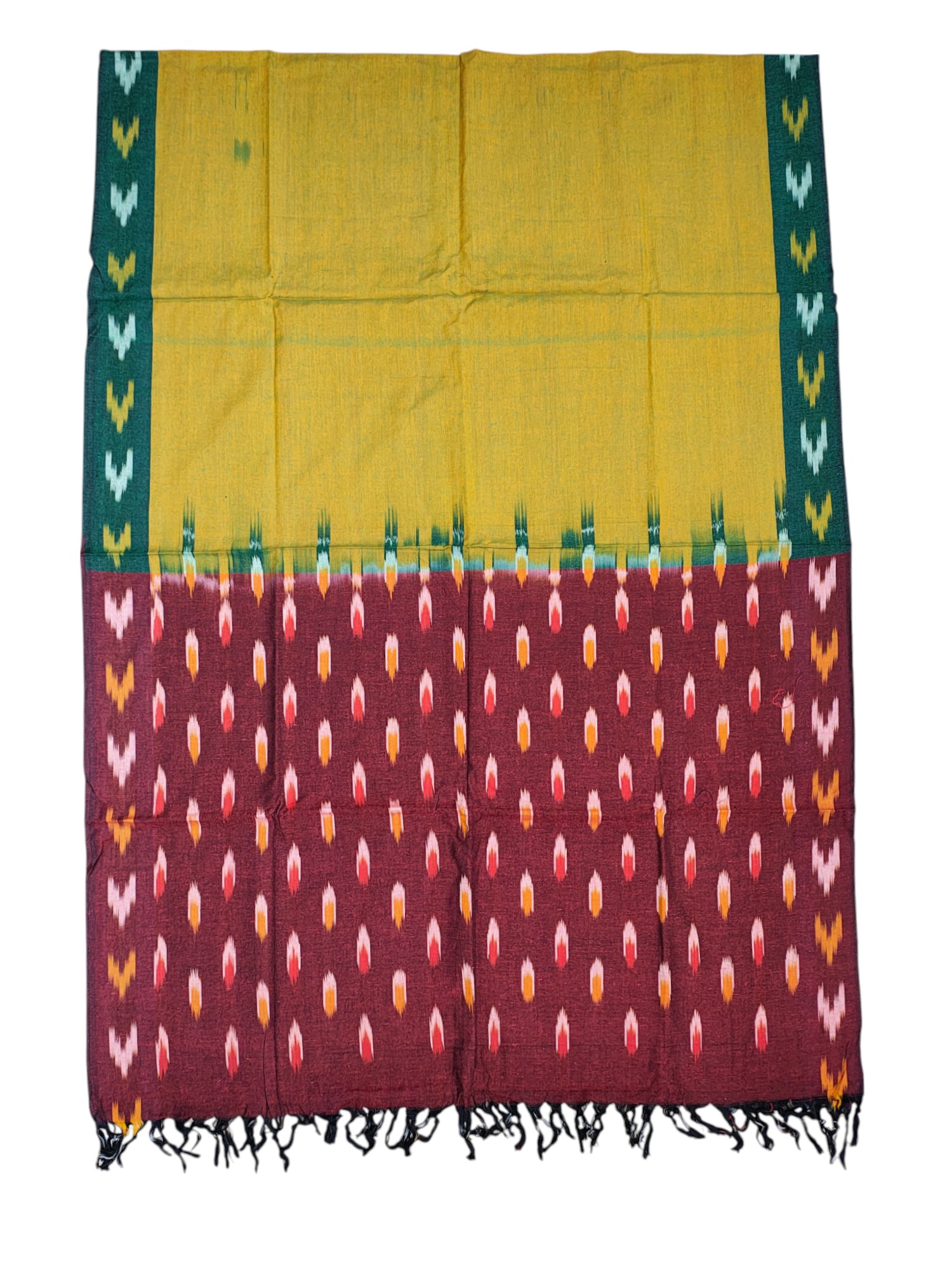 Peach Ikkat Cotton Unstitched Salwar Suit Set with Dupatta