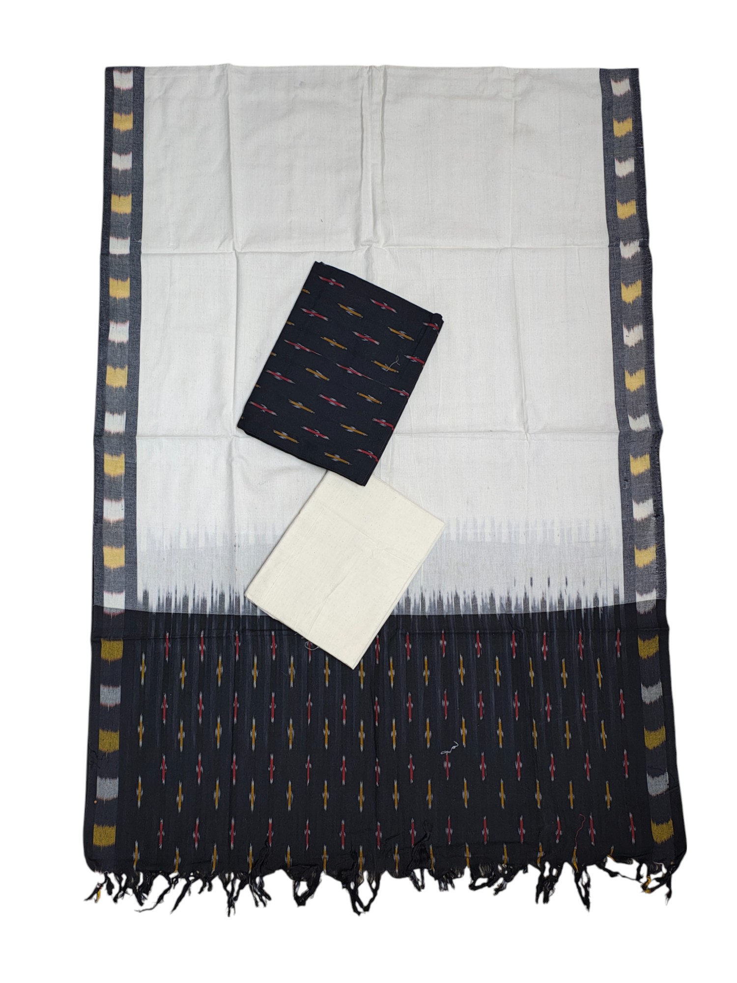 Black Pochampally Ikkat Cotton Dress Material