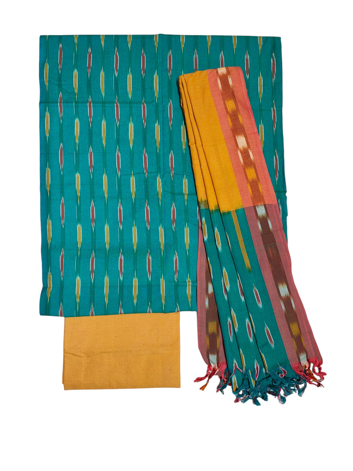Firoza Pochampally Ikkat Cotton Dress Material with Dupatta