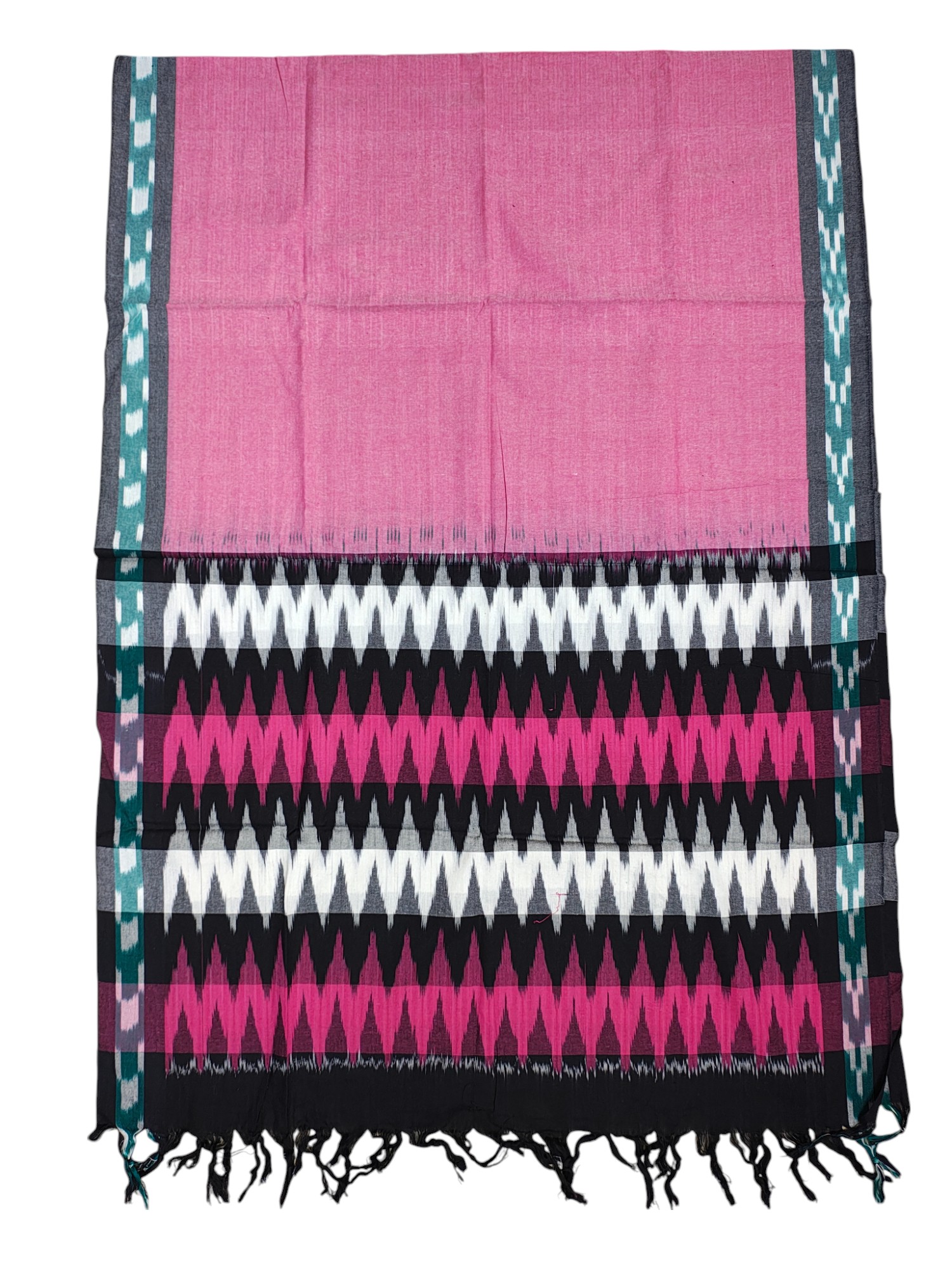 Pink & Orange Unstitched Pochampally Ikkat Salwar Suit Set with Dupatta for Women