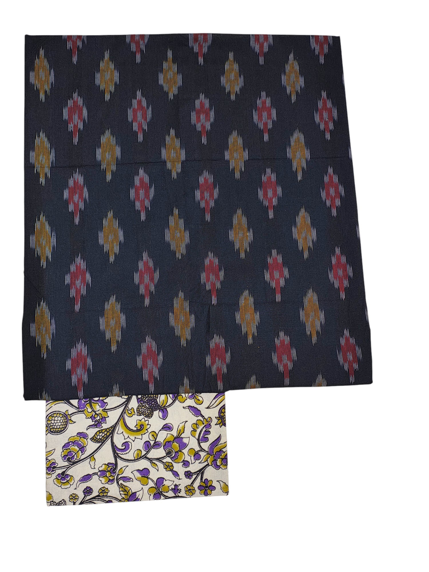 Black Kalamkari Unstitched Salwar Suit Set with Dupatta
