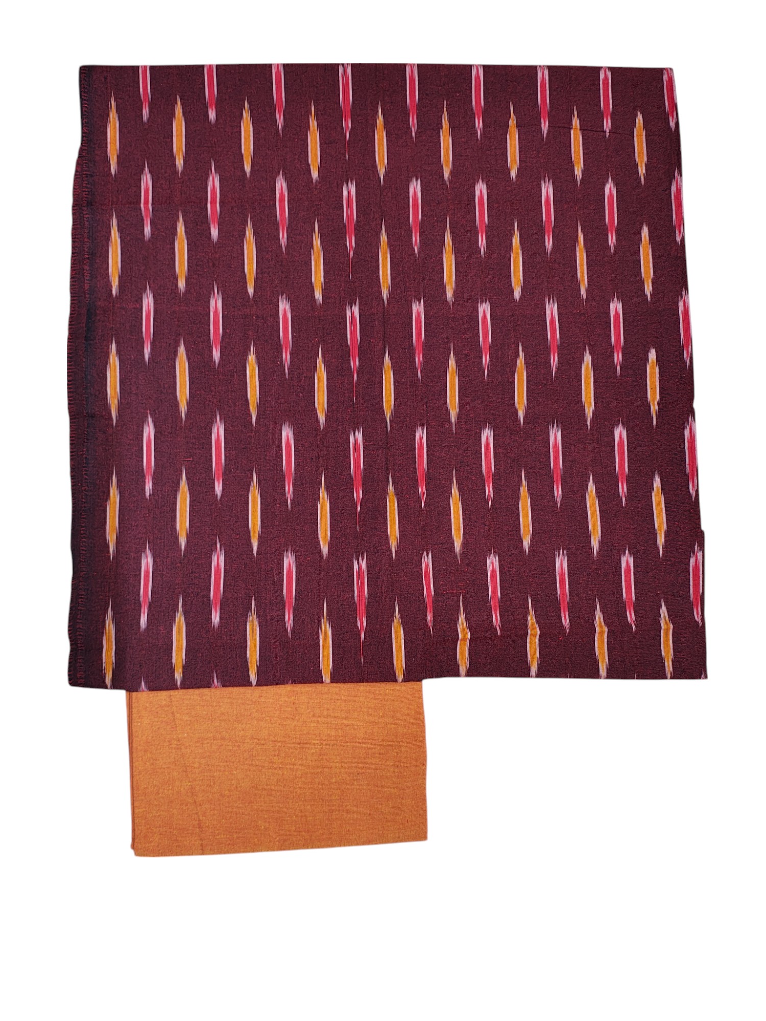Pink & Orange Unstitched Pochampally Ikkat Salwar Suit Dress Material with Dupatta for Women