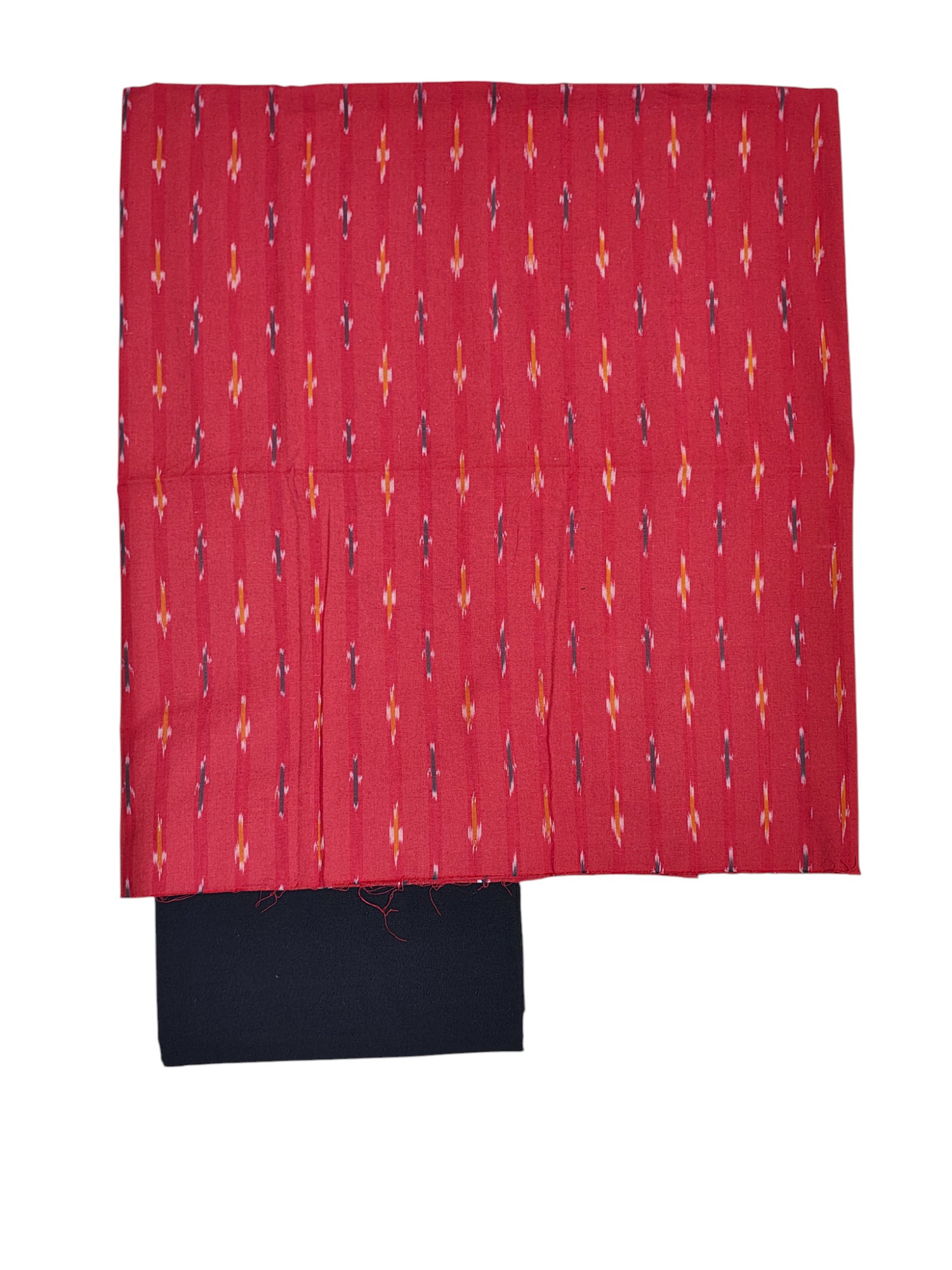 Red Pochampally Ikkat Cotton Dress Material with Dupatta