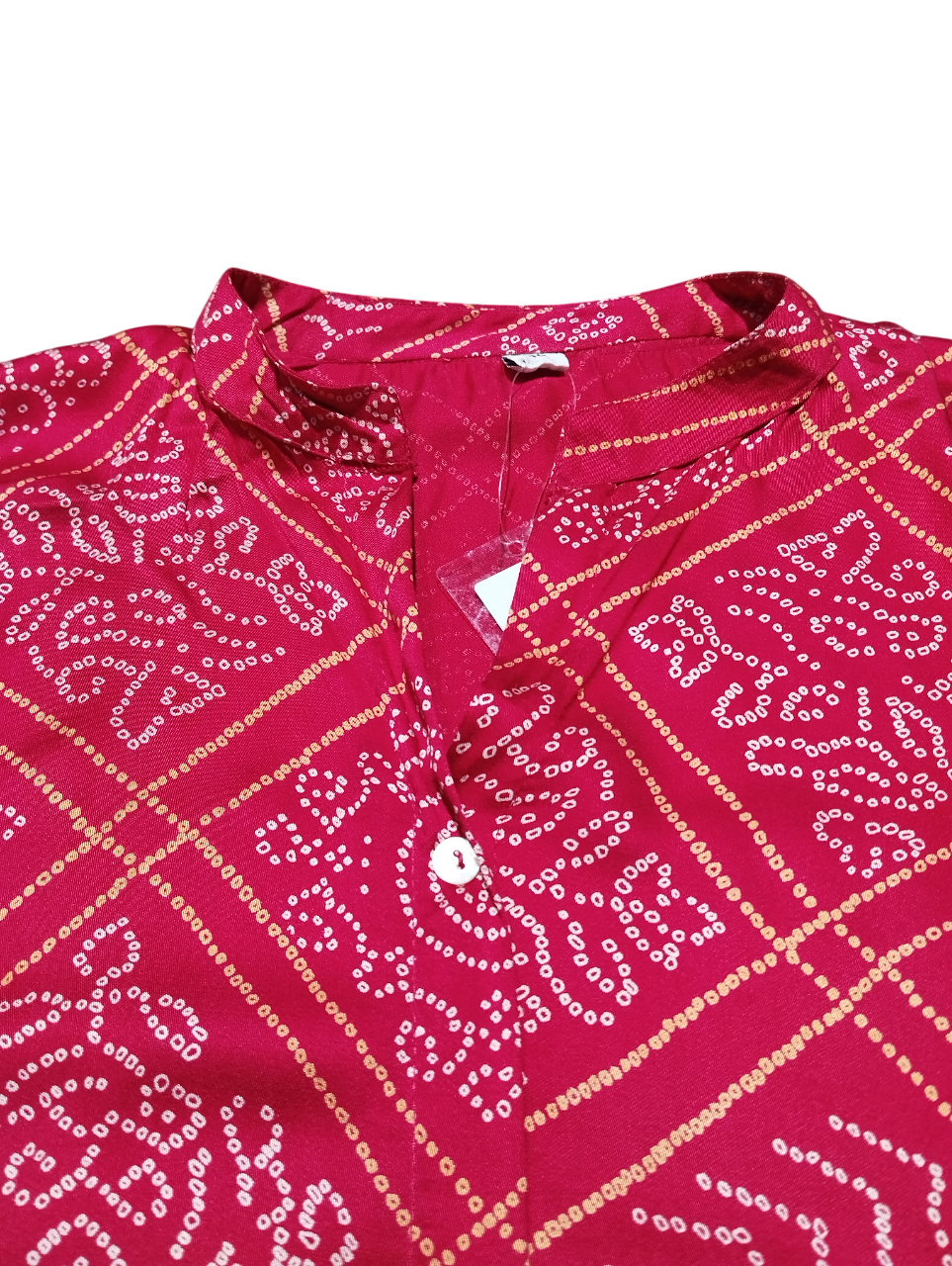 Bandhani Printed long Kurti  D.collar