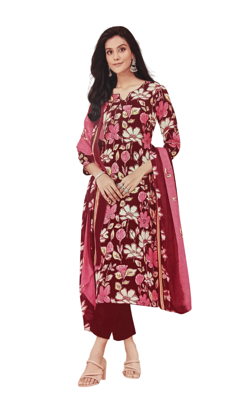 Printed Unstitched Dress Material D.4D 5/10 Printed Unstitched Dress Material D.4D 5/10