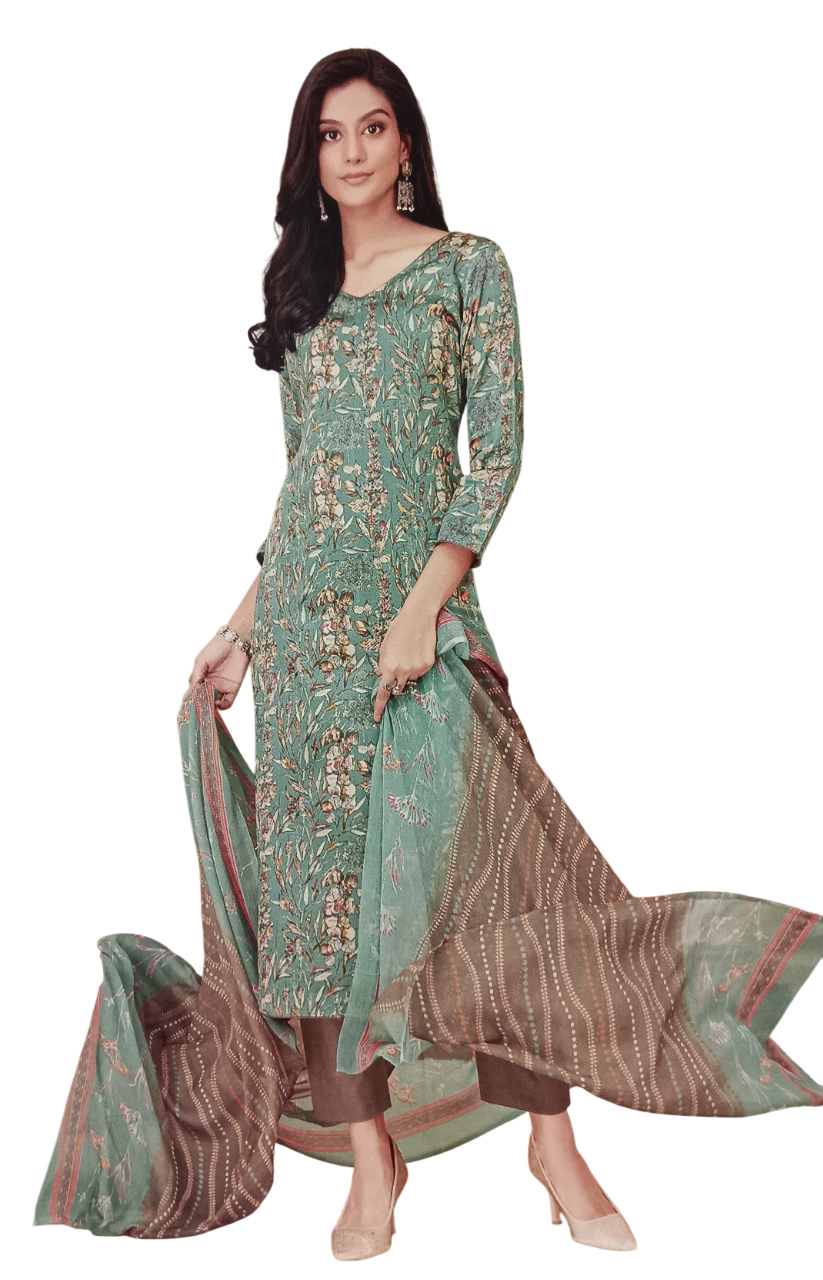 Printed Unstitched Dress Material D.4D 5/10 Printed Unstitched Dress Material D.4D 5/10