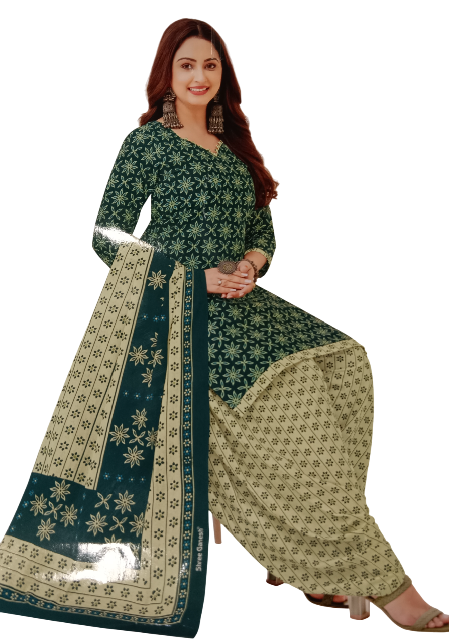 Unstitched Printed Dress Material D.10 Shriganesh Unstitched Printed Dress Material D.10 Shriganesh
